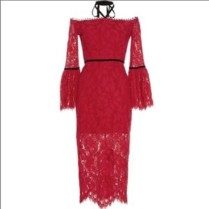 Alexis Odette lace midi off-shoulder dress